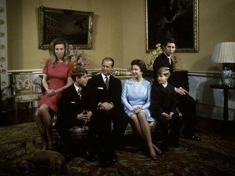 Anne hercegnő, András herceg, Fülöp herceg, Erzsébet királynő, Edward herceg és Károly herceg